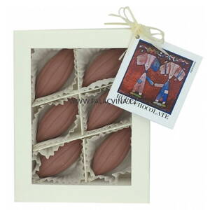 Ruby čokoláda, bonbon ve tvaru kakaového bobu, 6 ks