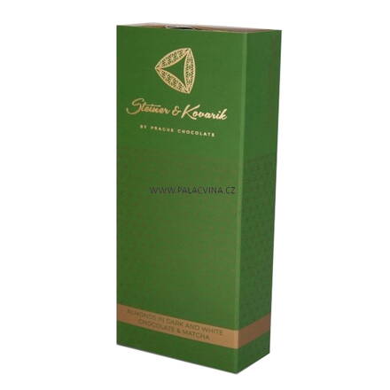 Mandle v hořké a bílé čokoládě s matchou, 150 g